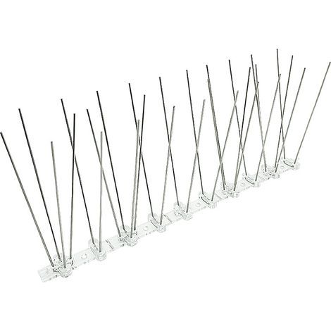 Set of 3 Anti-Pigeon Spikes, 25cm Meters, Stainless Steel & Soft Plastic Base, Anti-Bird Spikes, Sparrows, Crows (1/5)