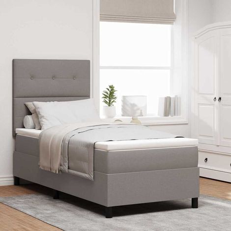 Boxspringbett mit Matratze mit Kopfteil Taupe 90 x 190 cm Stoff