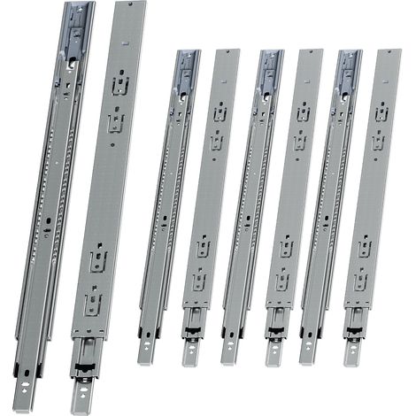 Randaco 4 Paar Schubladenschienen 550 mm Vollauszug, 3-teilig, Softclose mit Selbsteinzug, 45 kg Tragkraft, Schubladenauszug aus Stahl (1/5)