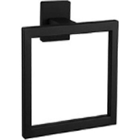 Anneau porte-serviettes carré en acier inoxydable, crochet pour porte-serviettes, accessoires de rangement pour salle de bain, 16 x 13 mm, noir (1/5)