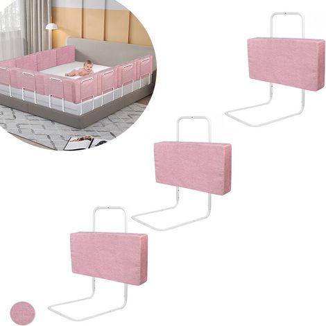 AUFUN Barrière de sécurité pour lit bébé,réglable en Hauteur avec 5 Trous,Protection Contre Les Chutes,barrière de sécurité pour Enfant (60mx3,Rose)