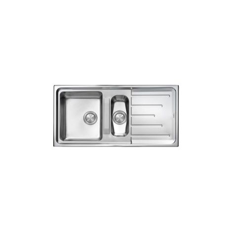 Lavello BRANDO F3" 2 vasche versione reversibile + gocciolatoio ACCIAIO INOX incasso SOPRATOP 100,0 X 50,0 prof. 21- 14 (1/5)