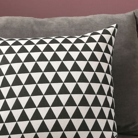 Housses de coussin en lin style nordique transfrontalier, coussins de canapé, logo en gros, dropshipping, vente directe d'usine, housses de coussin triangulaires noires 4545 (1/5)