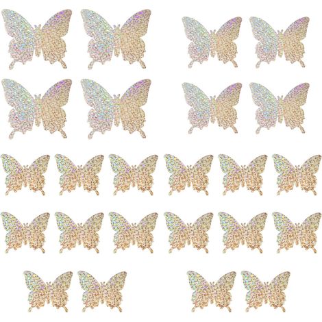 Décoration murale papillons, lot de 24, autocollants papillons 3D aimantés pour décorations de fête (colorés, 24 pièces) (1/5)
