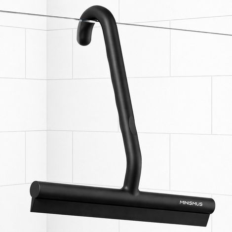 Raclette Douche avec Crochet HangWipe, Raclette de Douche Silicone, Salle de Bain, Vitre, 21 cm (Noir) (1/5)