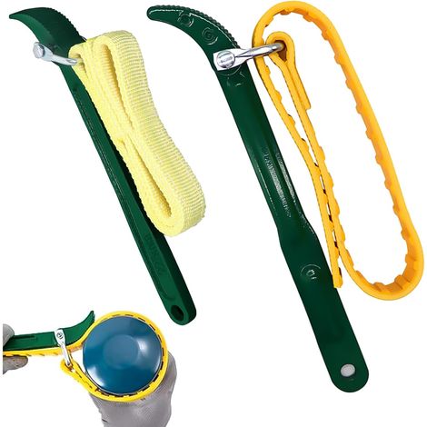 2 Pcs Clé à Sangle En Caoutchouc, Clé à Sangle pour Filtre à Huile 9/12 Pouces, Cle Sangle pour Les Ouvre-Bouteilles, Les Tuyaux D'Arrosage Et Les Buses de Filtre à Huile (Jaunes) (1/5)