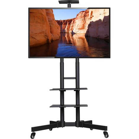 Yaheetech Support TV sur Pied Meuble TV Mobile Charge Max 50kg avec Gestion des Câbles 3 Tablettes pour 30 à 60 Pouce écrans/LCD/LED/Plasma VESA 100x100 mm à 600x400 mm