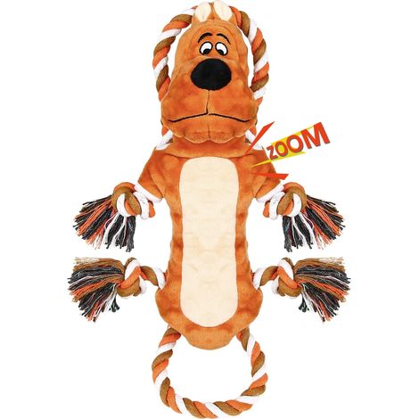 Jouet en Peluche pour Chien Girafe Corde de Coton Naturel avec Sifflet Intégré Jouet à Mâcher Interactif pour Nettoyage des Dents Résistant aux Morsures pour Chiens Médiums et Grands (1/5)