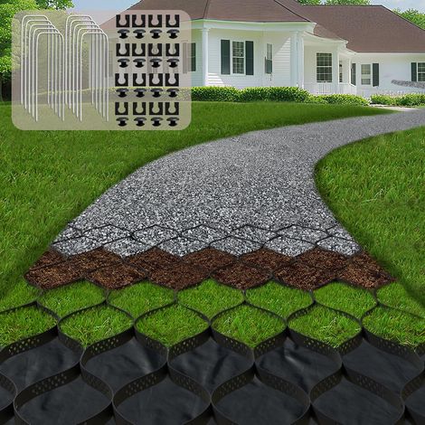 Grille de Gravier de 5 cm D'épaisseur (2 m x 5 m) - Grilles de Stabilisation D'allée Geo Grid, Grille de Retenue de Gravier, Géogrille Geocell Allées, Stationnement Camping-cars, Pentes et Jardins. (1/5)