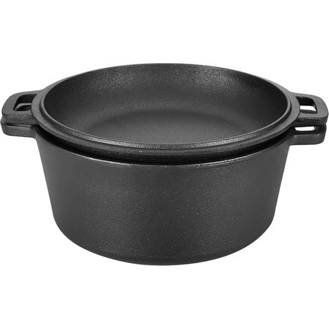 Cocotte double fonte 2 en 1 – Assaisonnée – Cuisson lente – Durable et polyvalente (1/5)