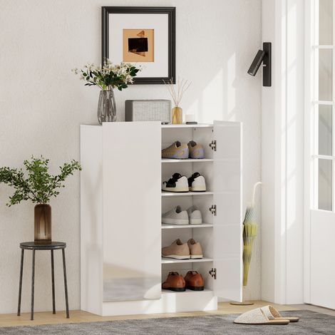 Meuble à chaussures 20 paires armoire à chaussures à haute brillance 5 niveaux étagères réglables 72x34,5x103cm blanc (1/5)