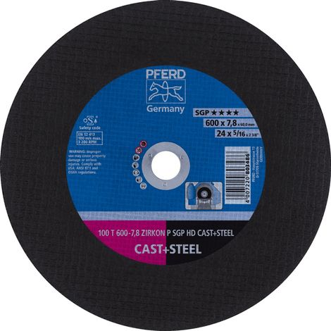 PFERD TOOLS Stationäre Trennscheibe T 600x7,8x60mm "mittelhart" HD CAST+STEEL für Guss/Stahl 100m/s 5 Stk (1/5)