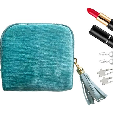Étui à bijoux de voyage, divisé avec fermeture éclair, doux Petite pochette pour ranger des bijoux, pour le rangement de rouges à lèvres, lentilles de contact, boucles d'oreilles, bagues, colliers et (1/5)