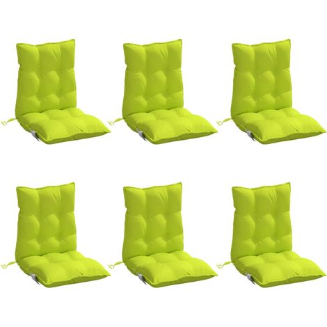 vidaXL Coussins de chaise à dossier bas lot de 6 vert vif