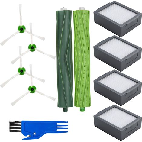 Pack accessoires pour iRobot Roomba j7+/j7/i8+/i8/i7+/i7/i6+/i6/i5+/i5/i4+/i4/i3+/i3/E5/E6/E7 Filtres/brosses latérales/rouleaux extracteurs (1/4)