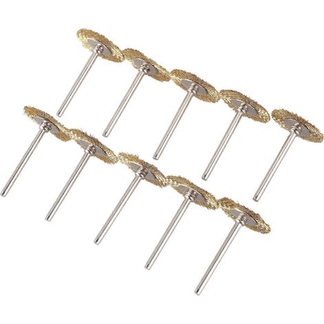 10 brosses rondes en fil de laiton/brosses à assiettes/brosses à casseroles, compatibles avec un diamètre de 25 mm. (1/5)