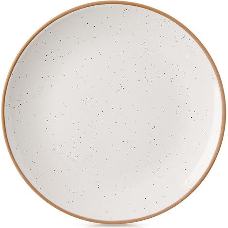 Plato de Postre Pequeño para Tarta Postre Cerámica Beige Crema 20 cm (1/3)