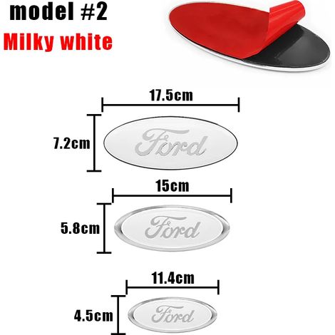 (1 pièce, emblème de capot avant Ford Modèle 2, 15 x 5,8 cm) - Compatible avec les modèles Fiesta, Focus, Mondeo, Explorer, Fusion, Transit et Edge. Autocollant pour coffre arrière. (1/5)