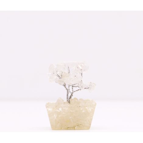 Mini arbres de pierres précieuses sur base d'orgonite - Quartz de roche (15 pierres)- Vendu par 1 (1/4)