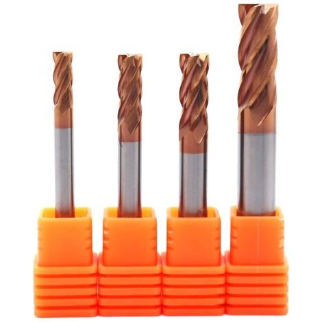 Jeu de fraises en bout de carbure, fraises à bout carré CNC D4 + 5 + 6 + 8 mm outils de coupe en carbure, 4 pièces (4/5/6/8 mm)
