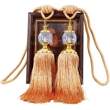 Embrasse de rideau Rideaux à franges en cristal style vintage 1 paire Orange (1/4)