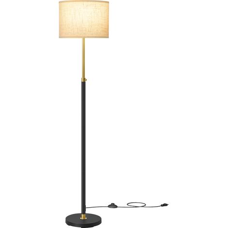 Lampadaire Réglable en Hauteur, 140–170 cm, avec Interrupteur au Pied, Douille E27, Télécommande, Doré et Noir (1/5)