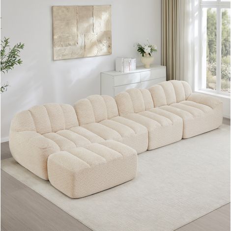 Sofá modular 4 plazas con otomana fleece OKMYHOME (1/5)