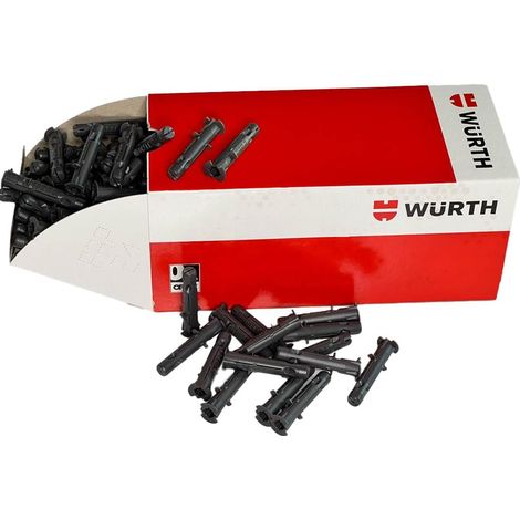 Cheville multimatériaux plastique Shark Pro 8x46 mm – Système anti-rotation – Pour béton armé et matériaux pleins – Lot de 200 unités – Wurth (1/3)