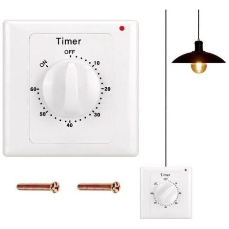 Interruttore Timer Programmabile: Timer di 60 Minuti per Interruttori di Luce, Impermeabile, per Installazione a Parete (1/4)
