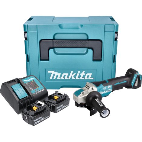 Smerigliatrice angolare a batteria Makita DGA 520 SFJX1 18 V 125 mm X-LOCK Brushless + 2x batteria ricaricabile 3,0 Ah + caricabatterie + Makpac