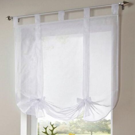 - 1 pièce Romain Rideau Adorable Nœud Assis Chambre Style en Voile brodé fenêtre - Blanc - 80cmx140cm-Ensoleillé