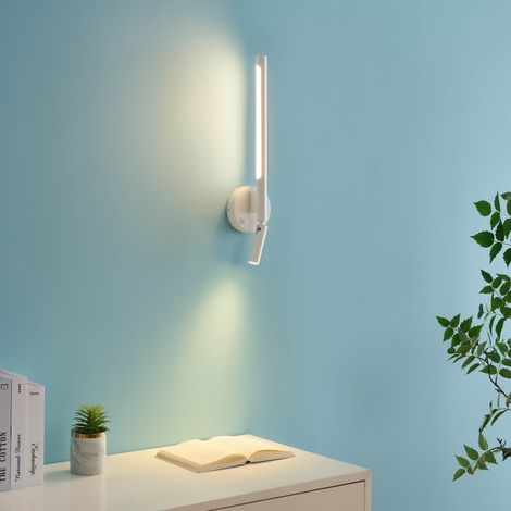 Applique murale blanche avec liseuse LED orientable  - Noxea