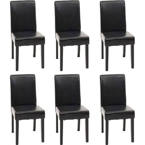 Set 6x sedie Littau pelle soggiorno cucina sala da pranzo 43x56x90cm nero piedi scuri