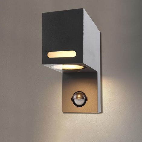 Lampe d'extérieur avec détecteur de mouvement, applique murale GU10 (ampoule incluse), lampe murale étanche IP44, boîtier en aluminium, applique murale extérieure LED 5 W 600 lm 3000 K blanc (1/5)