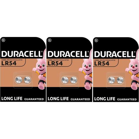 6 piles Duracell LR54 LR1130 V10GA 189 191 (3 ampoules de 2 batteries) 6