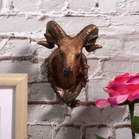 Patère murale vintage en forme d'animal, crochet pour suspendre les manteaux, décoration pour salle de bain ou chambre (forme de chèvre) (1/5)