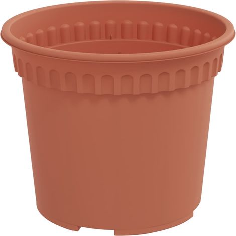 Juego de 24 macetas redondas modernas para balcón o jardín 12,5 x 10 cm plástico rojo ladrillo 020059315 (1/5)