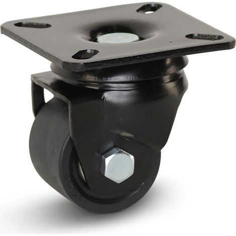 Roulette pivotante - MESO - Nylon noir - Platine - 50mm - 300kg (1/2)
