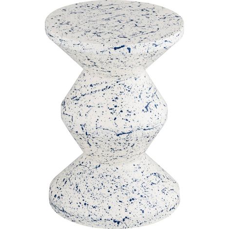 Side table, end table, bedside table, enamelled steel with speckled pattern, Blue, Ø33 x H 47cm - Zina  sweeek (1/5)