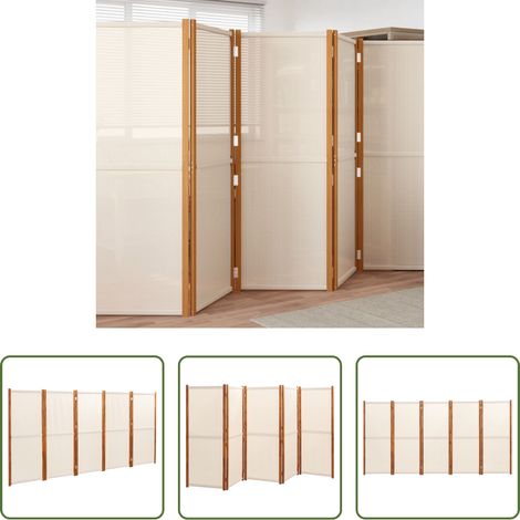 Cloison extérieure - Cloison de séparation 5 panneaux Blanc crème 350x180 cm (1/5)