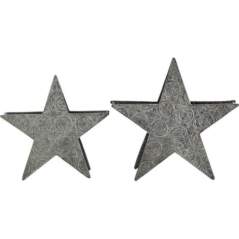 Lot de 2 Bougeoirs de Noël en Forme d'Étoiles en Métal Argenté Accessoire Déco Idéal pour Table de Noël ou Décoration Festive Beliani (1/5)