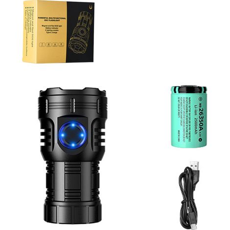 Mini-LED-Taschenlampe, USB-aufladbar, 8 XPG-LEDs, Magnetclip, wasserdicht (Batterie + Etui im Lieferumfang enthalten)