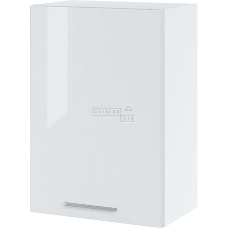 Meuble haut de cuisine Bellissi Blanc Brillant 1 porte L 50 cm -  Porte avec poignée apparente  White