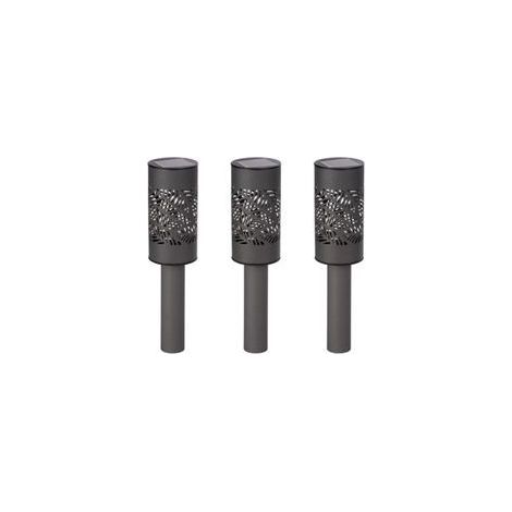 3-teiliges Set dekorativer schwarzer LED-Solarpaneele mit Blattmotiv – warmweiße Außenbeleuchtung, IP44-geschützt, ideal für Garten, Terrasse und Wege (1/3)