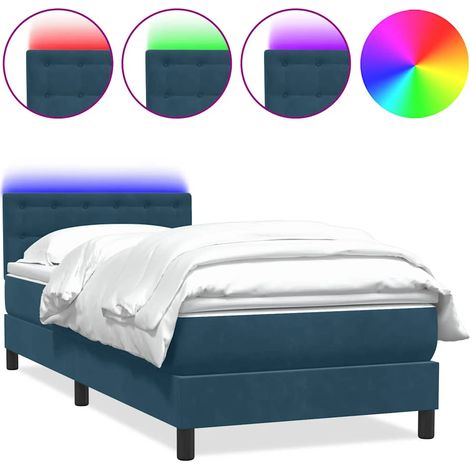 Maison Exclusive - Boxspringbett mit Matratze & LED Dunkelblau 80 (1/5)