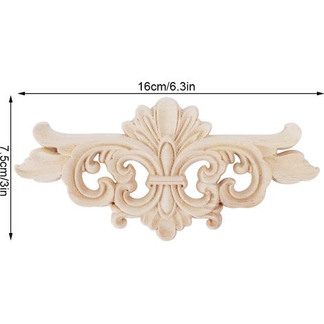 2 Pièces Appliques Fleurs Sculptées Longues Décoratives pour Meuble Ornements Bois (1: 16x7,5 cm) (1/4)