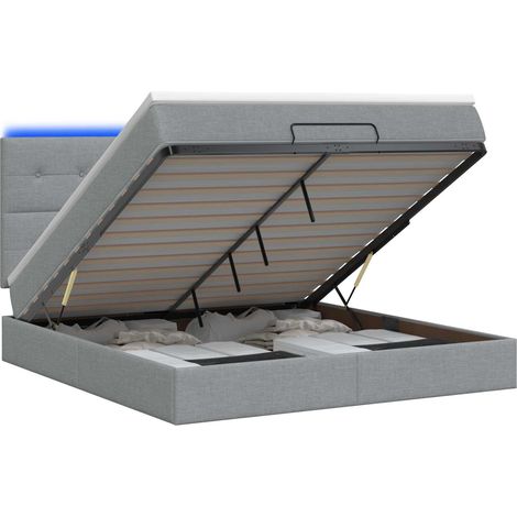 Maison Exclusive - Lit coffre avec matelas et LED Gris clair 140 x 200 cm Tissu (1/5)