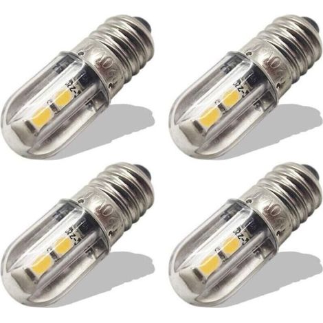 Lot de 5 ampoules LED E10 230 V, économie d’énergie, culot à vis 8 mm, puce 3030 4SMD, lumière chaude (1/4)