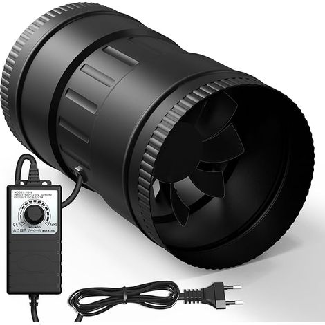 Extracteur d'Air 125 mm, Ventilateur d'Extraction 586 m³/h, EC Moteur, 4000 PRM 13 W Avec Contrôleur de Vitesse Cave Humide, pour Refroidissement Tentes Croissance Cultures Hydroponiques (1/5)