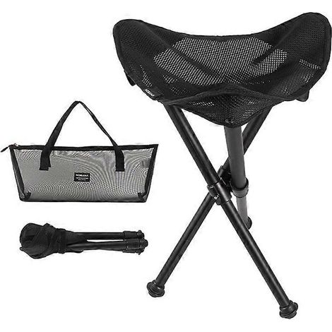 Tabouret de camping pliant 3 pieds, portable pour voyage, plage, barbecue et jardin, léger et compact. (1/4)
